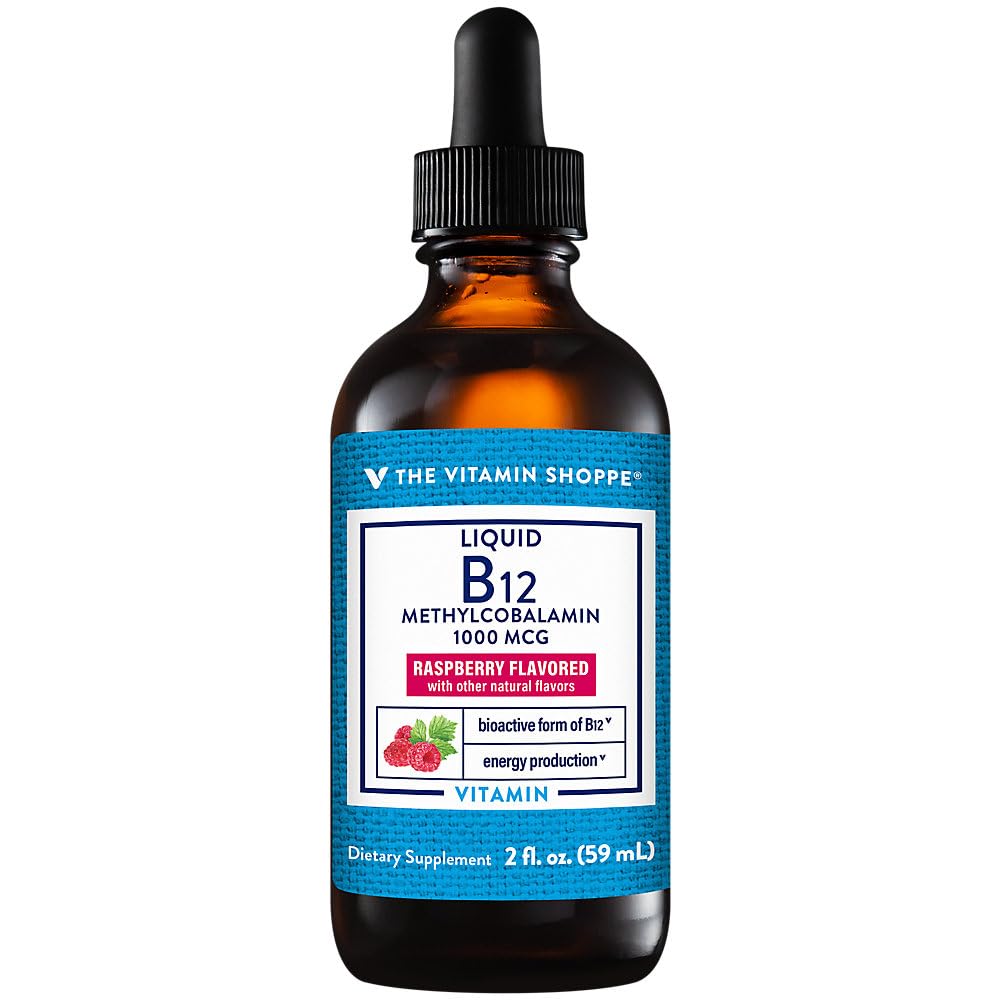 Le magasin de vitamines liquide B12 méthylcobalamine - Production d'énergie - 1 000 MCG - Framboise (2 fl. oz.)