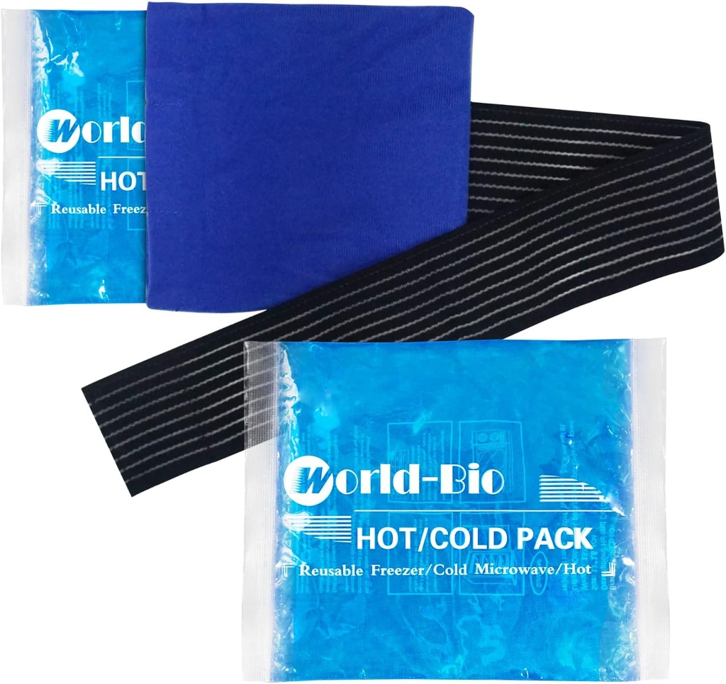 Pochettes glacées en gel réutilisables pour plaies 2 Pack avec enroulement, 6,3"x5.1, Paquet de congélateur à glace souple à froid souple, thérapie à compression froide pour soulager la douleur, récupération chirurgicale, genou, poignet, cheville, pied, ormeau, Shin