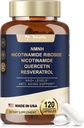 NMNH (dihydronicotinamide mononucléotide), supplément NMN Premium avec niacinamide sans flash (vitamine B3), quercetine et trans-résvératrol, 120 capsules
