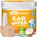 Wipes nettoyantes d'oreille de chien – Wipes digitales pour chiens et chats – Nettoyage, apaisant et déodorisant les oreilles démangeaisons – Solution de soulagement de l'oreille des animaux (Coconut)