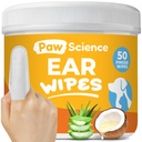 Wipes nettoyantes d'oreille de chien – Wipes digitales pour chiens et chats – Nettoyage, apaisant et déodorisant les oreilles démangeaisons – Solution de soulagement de l'oreille des animaux (Coconut)