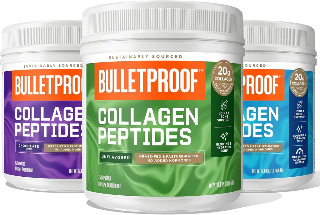 Peptides de collagène non aromatisés à l'épreuve des balles 18g Protéines, 17,6 Oz│Peptides de collagène à l'huile MCT, 19g Protéines, 17,6 Oz│Peptides de collagène à l'huile MCT, 19g Protéines, 17,6 Oz