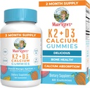 MaryRuth Organics Calcium with Vitamine D & Vitamine K2, 2 mois d'approvisionnement, supplément de calcium soutient la santé osseuse et le soutien conjoint, avec les vitamines D3 K2 Gummies, végétalien, non-OGM, sans gluten, 60 Compte