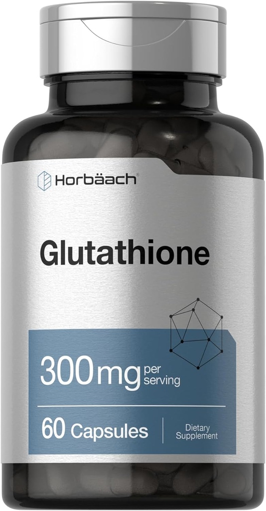 Supplément de glutathion Horbaach : 300 mg 60 Capsules Non-OGM et sans gluten
