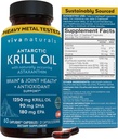 Viva Naturals Antarctique Krill Oil Omega 3 Suppléments 1250 mg - DHA EPA Omega-3 & Astaxanthine Concentration pour la santé conjointe, sans Burp de poisson - 60 capsules d'huile de krill