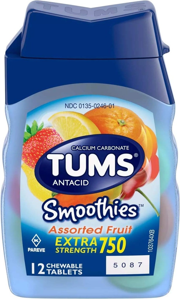 Tums Smoothies Supplément calcium antiacide, 12 ct