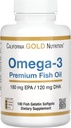 California Gold Nutrition Omega-3 huile de poisson de qualité supérieure, formule concentrée avec EPA & DHA, support pour le profil lipidique optimal et le système immunitaire, sans gluten, sans OGM, 100 softgels de gélatine de poisson