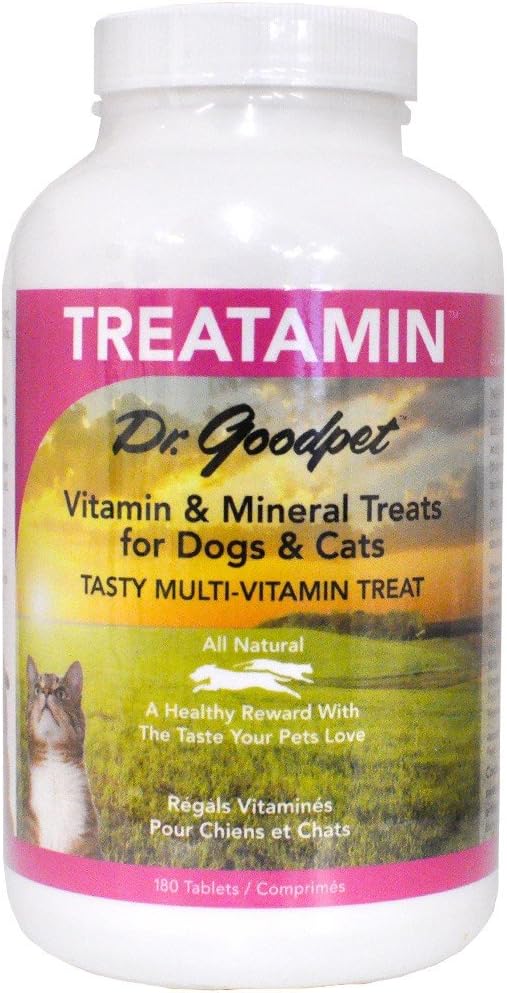 Dr. Goodpet Treatamin - Delicious All Natural Healthy Vitamine / Mineral Treatments pour chiens et chats avec du lait de chèvre 180 onglets