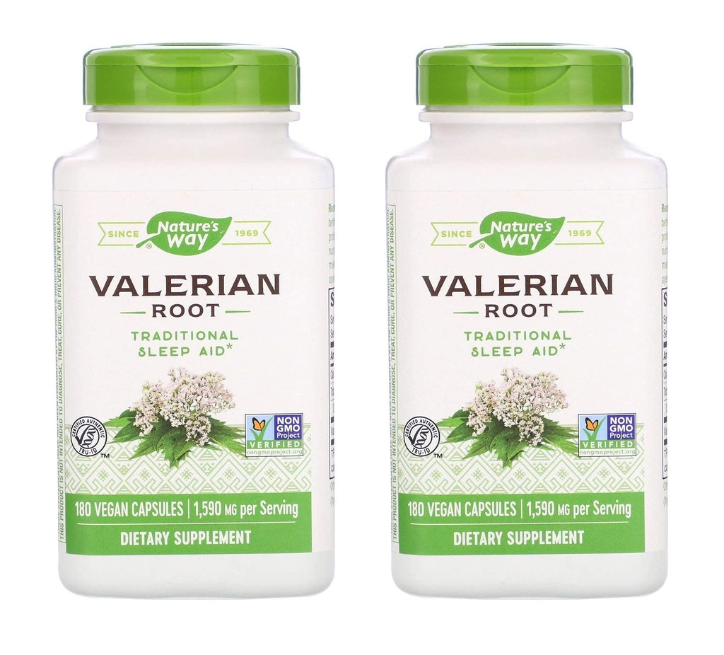 Nature's Way La racine valériane 1 590 Milligrammes Aide traditionnelle au sommeil comme complément alimentaire (180 Capsules végétaliennes) Boîte de 2
