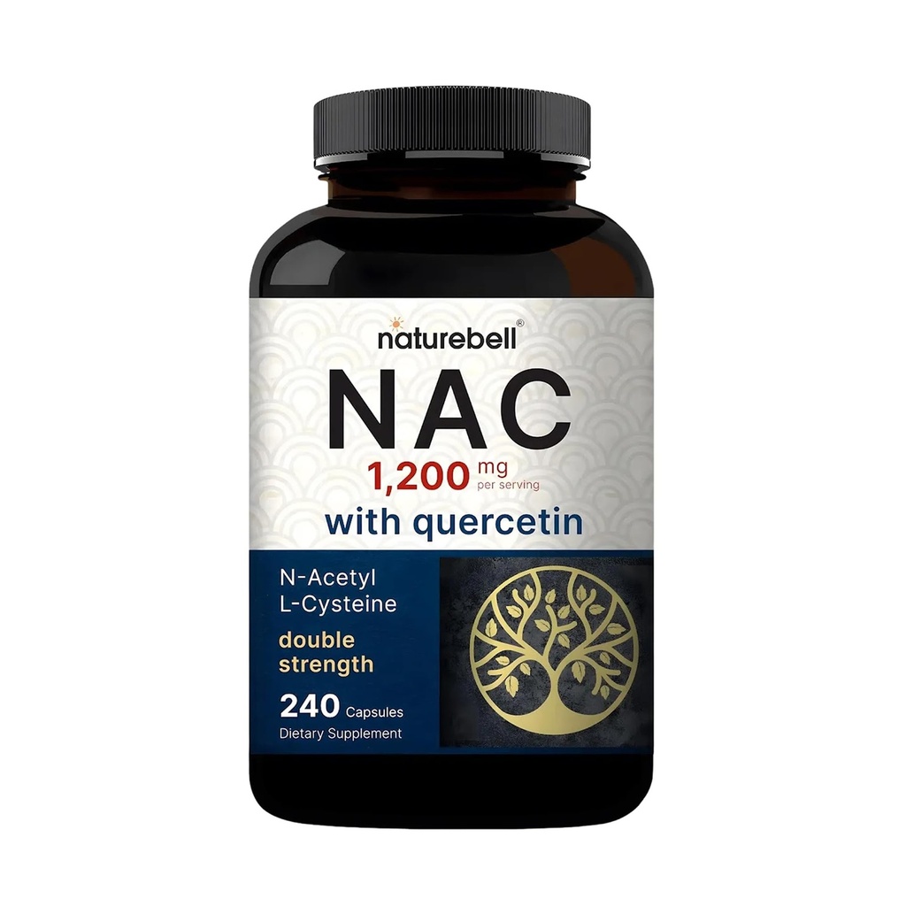NatureBell Supplément NAC 1200mg par portion de 240 Capsules, N-acétyl Cystéine avec Quercetin.