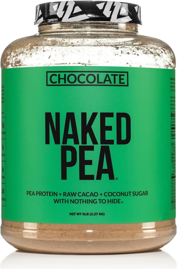 NAKED nutrition Chocolat Naked Pea Protein Isolate - 5Lb Bulk, base végétale, végétarienne et végétalienne protéines. Facile à digérer, sans Gmo, sans gluten, sans lactose, sans soja