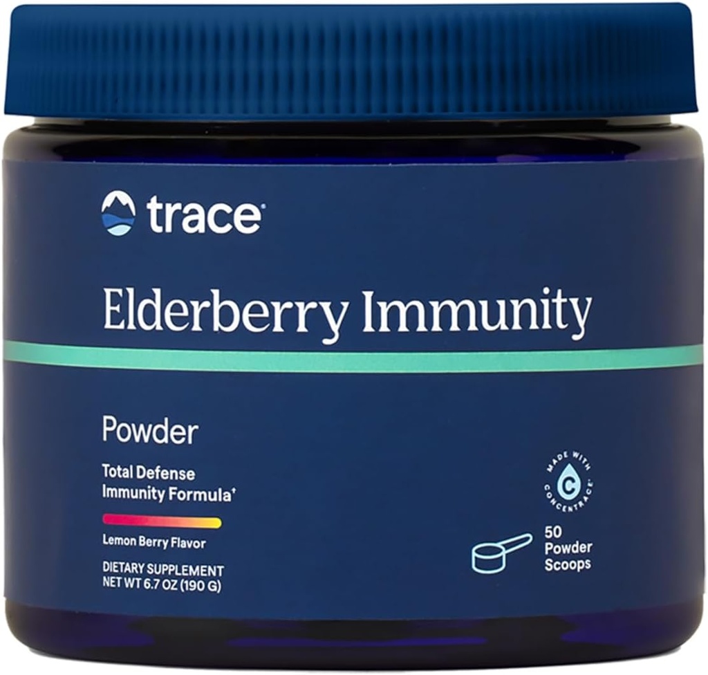 Trace Minerals Immunity Elderberry - Supplément de boisson de soutien de la santé avec Elderberry - Supplément antioxydant pour soutenir l'intégrité cellulaire et la santé cardiaque - Citron Berry, 6,7 oz (50 portions)