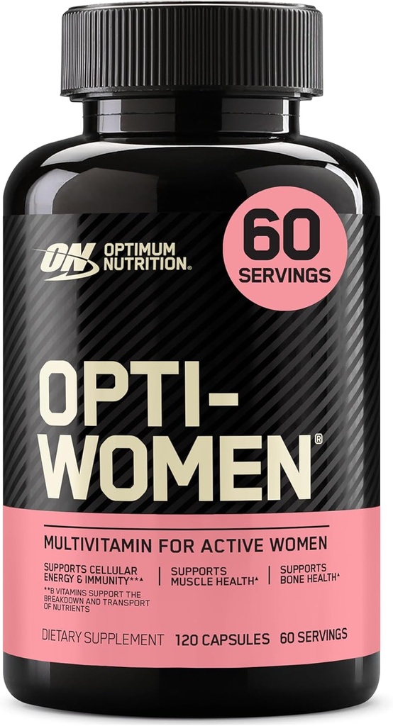 Optimum Nutrition Opti-Women, Vitamine C, Zinc et Vitamine D pour immunosupplément multivitamine quotidien femme avec fer, capsules, 120 Compte