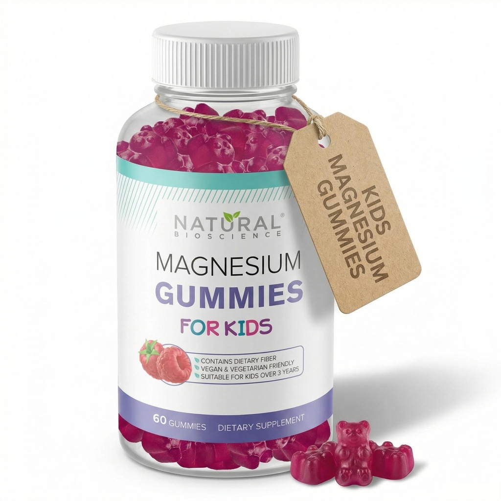 Calm Kids Magnésium Citrate Gummies - Sleep Support, Supplément Magnésium Chewable pour enfants 100mg, Soulagement du stress, Santé osseuse, Relaxation musculaire, Non-OGM sans gluten, Saveur naturelle 60 Gummes végétaliens