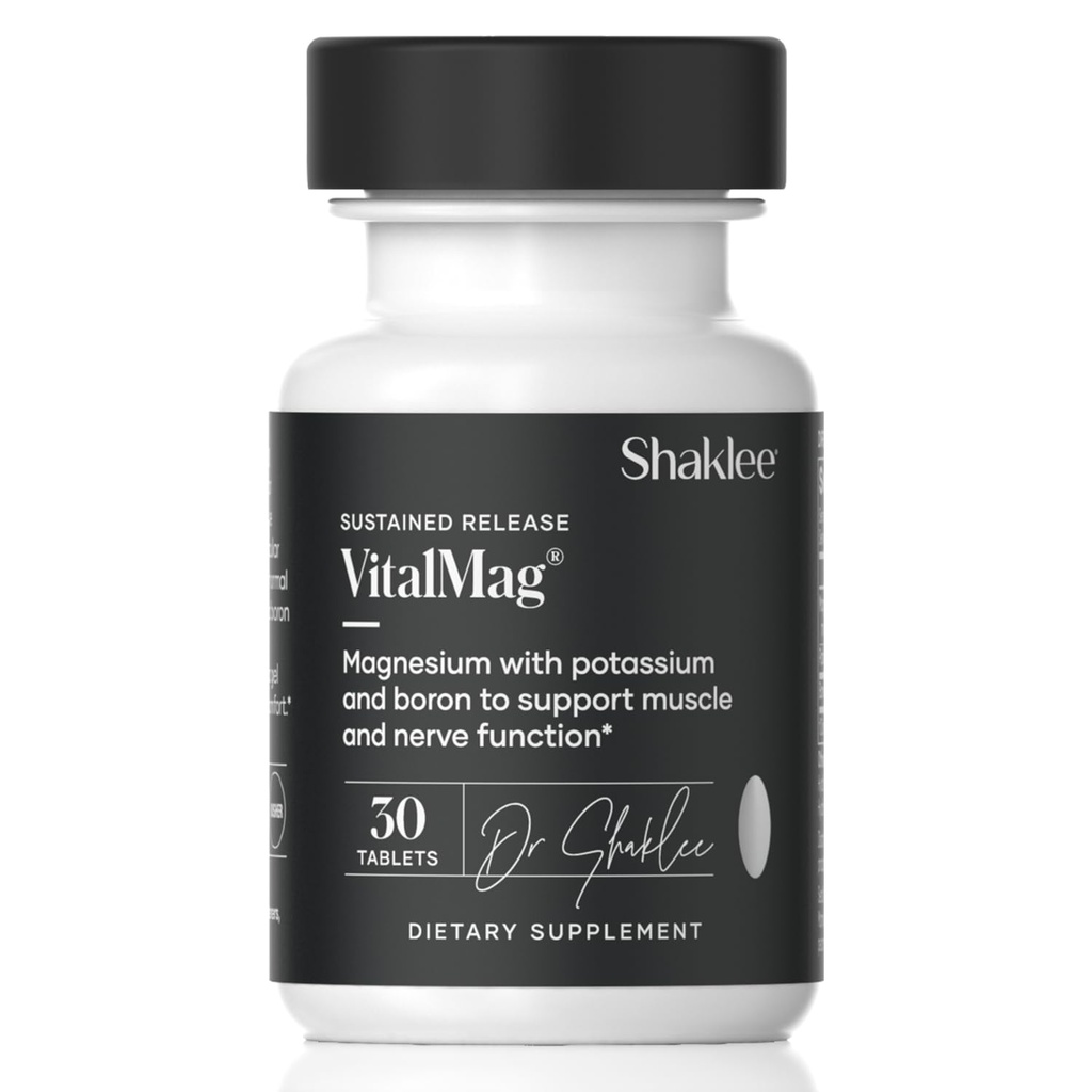 Shaklee -Sustained Release VitalMag - Magnesium Supplement for Nerve, Muscle, and Heart Health - Potassium & Boron Blend - Supports Cardiovascular Health - Easy Digestion - 30 Tablets