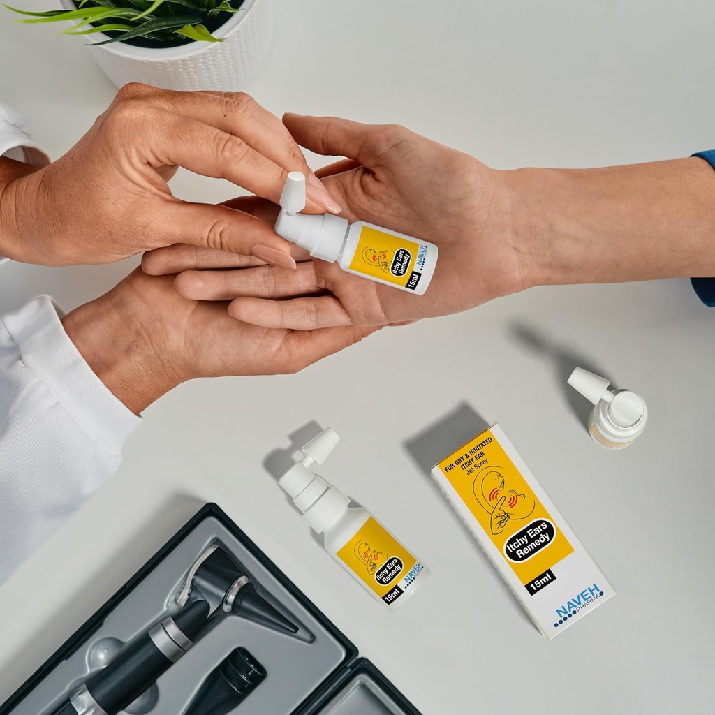NAVEH PHARMA Oreilles démangeaisons Nettoyage de l'oreille et soulagement de la démangeaisons Traitement de toutes les causes de l'irritation de l'oreille