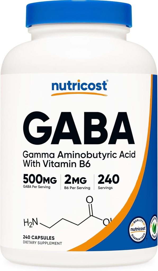 GABA (acide aminobutyrique) + vitamine B6, 500mg par portion, 240 Capsules