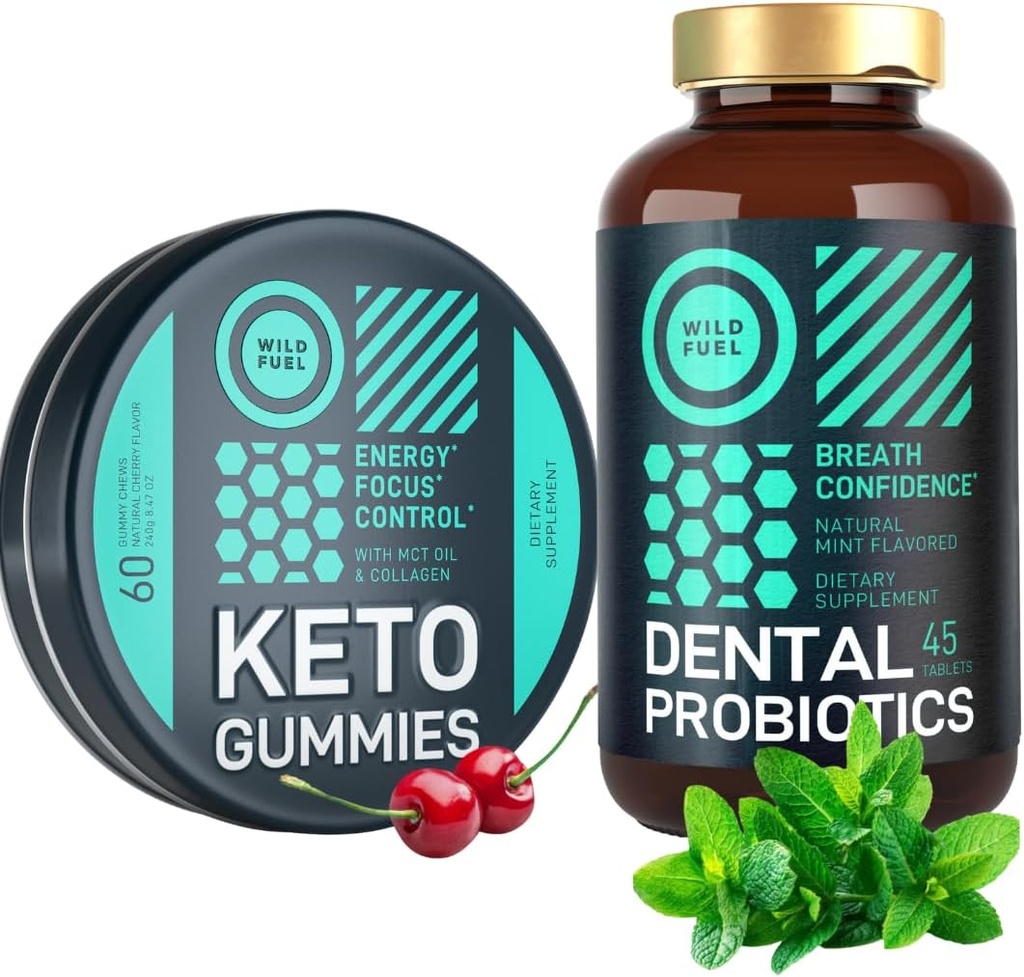 Probiotiques oraux WILD FUEL pour la santé buccodentaire et Keto Candy avec mélange d'huile MCT