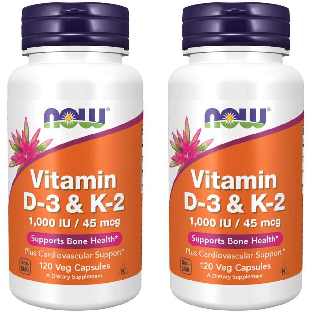 MAINTENANT Aliments Vitamine D-3 et K-2, 120 Capsule végétale (2 Pack)