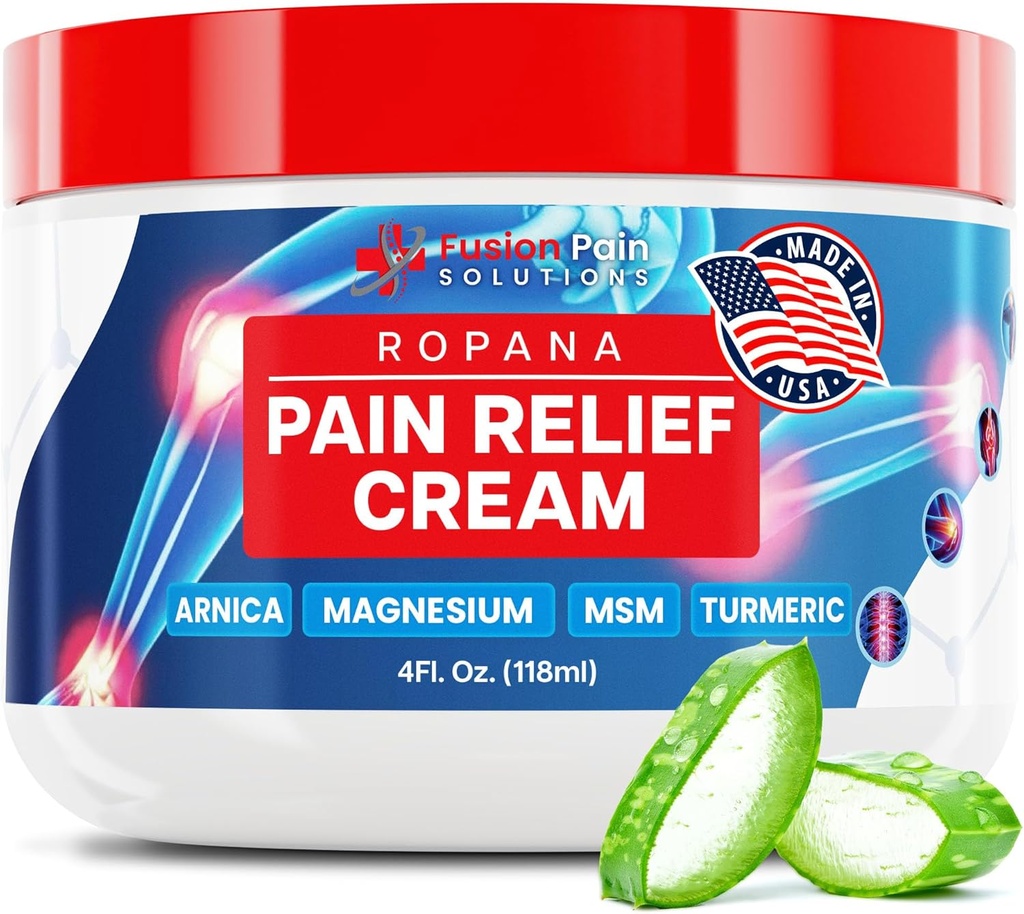 Crème de soulagement de la douleur avec Arnica, Magnésium, MSM & Turmeric (4 FL Oz) - Crème de soulagement apaisante naturelle pour les articulations et les muscles douloureux - Soin non gras