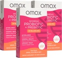 Omax3 Femmes Probiotique + Prébiotique, canneberge et racine de chicorée, 20 milliards UFC, 6 souches prouvées cliniquement, pH vaginal, UTI, Bloating, (Emballage May Vary)