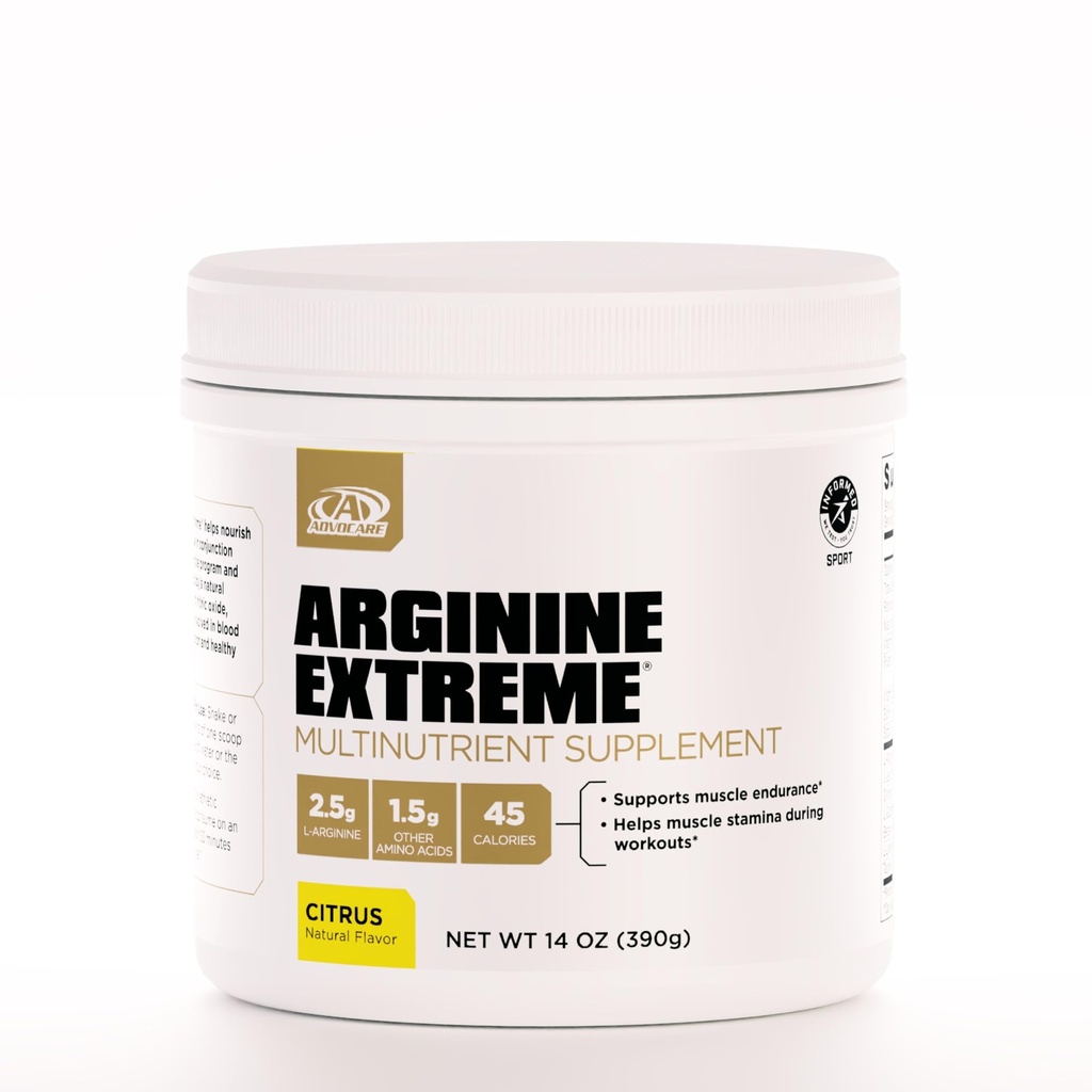 AdvoCare Supplément multinutriments extrême d'arginine - Supplément d'acides aminés pré-entraînement - soutient l'endurance et l'endurance* - comprend la vitamine B-12, L-Arginine et plus - Citrus, 14 oz