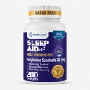 WELMATE - Aide au sommeil de nuit - Doxylamine Succinate 25 mg - pour adultes et enfants 12+ - 200 comprimés