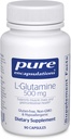 Encapsulations pures L-Glutamine 500 mg - Supplément pour le soutien immunitaire et digestif, la santé et le doublage, le métabolisme et le soutien musculaire* - avec L-Glutamine de forme libre - 90 capsules