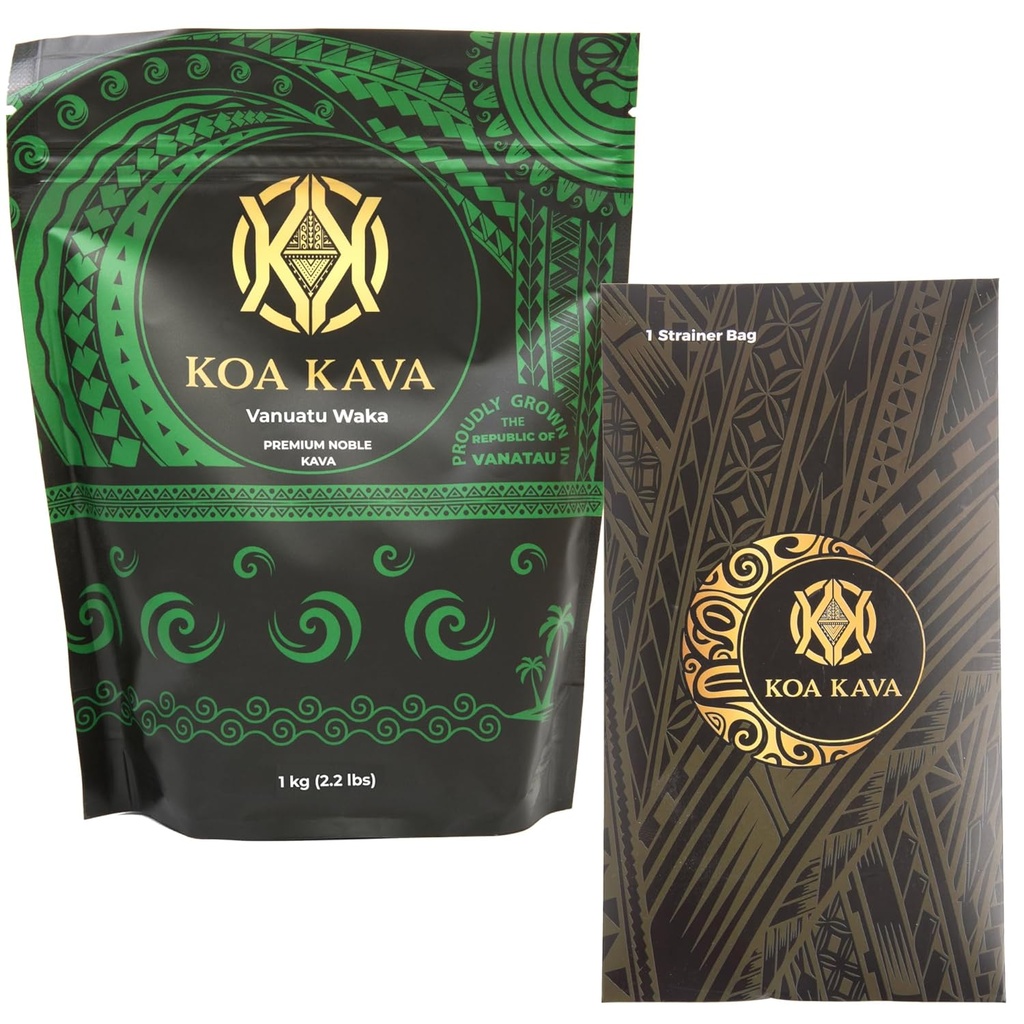1 Kilo (2,2 livres) Vanuatu Waka Kava avec un cordon de serrage