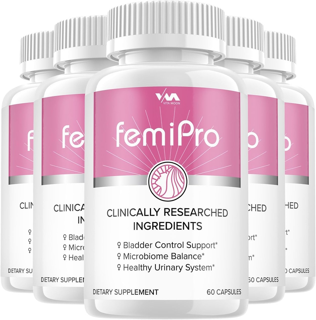 (5 Pack) Probiotiques Femi Pro - FemiPro Advanced Formula Bladder Support, Microbiome Balance, Système urinaire sain, 300 Capsules