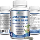 Adaptogen Stress Relief Immune Support Formula - Support adrénal Adaptogène avec Ashwagandha, Astragalus, Ginseng, Saint Basil, Rhodiola, Amla, Maca, Schisandra, Non-OGM - 60 Capsules