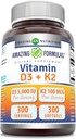 Formules étonnantes Vitamine D3 5000 UI avec Vitamine K2 100 Mcg.