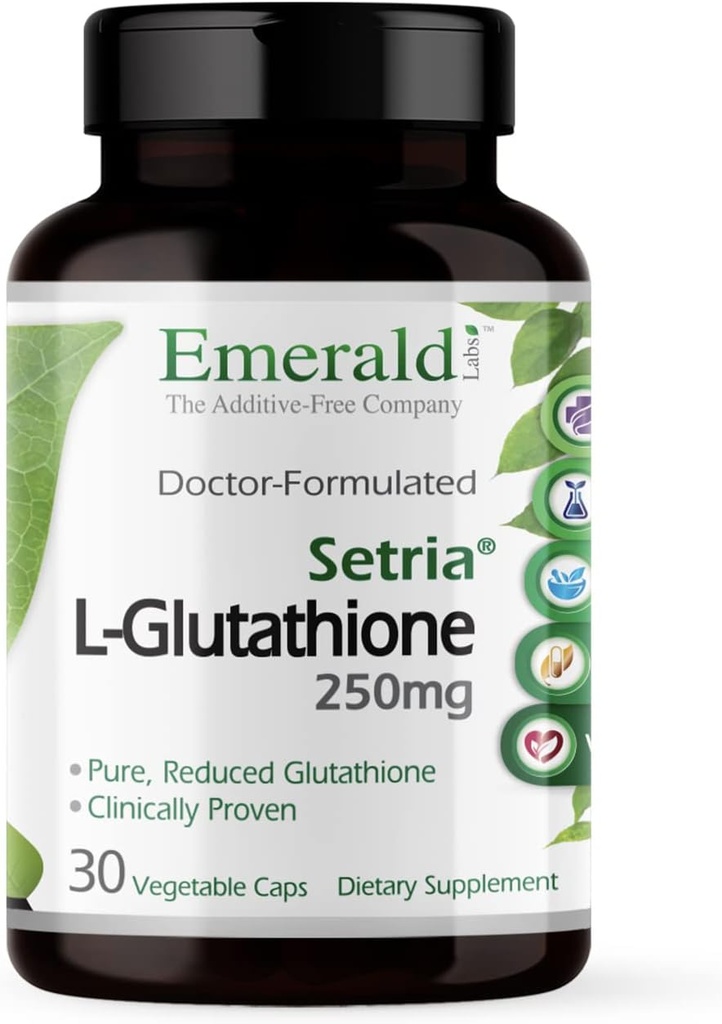EMERALD LABS Setria L-Glutathion - Supplément de Glutathion puissant - Offre un soutien du foie et de l'immunité* - Sans gluten - 30 capsules végétales
