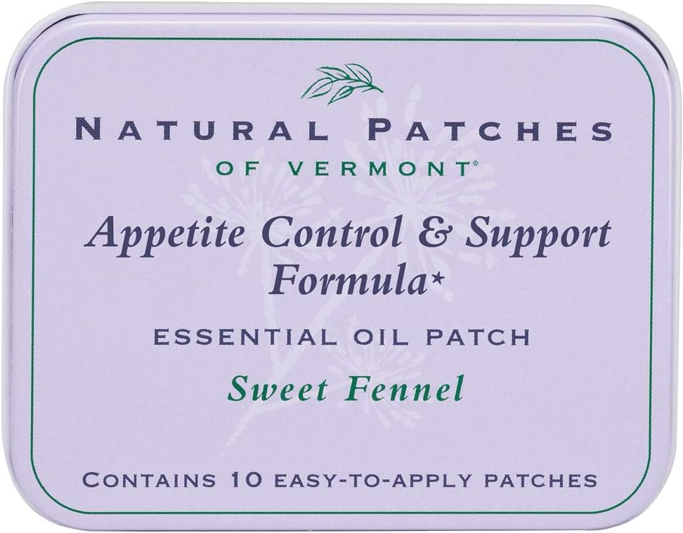 Patchs naturels du Vermont Patchs pour le corps d'huiles essentielles suppresseurs d'appétit, fenouil doux, étain 10-Count