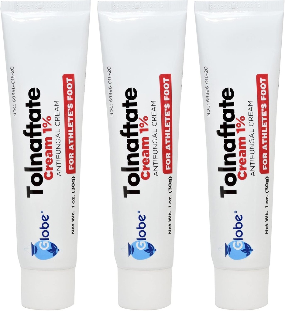 Globe Tolnaftate 1%, 1 Oz Antifungal Treatment, Proven Clinically Effective on Most Athlete’s Foot and Ringworm (3 Pack)