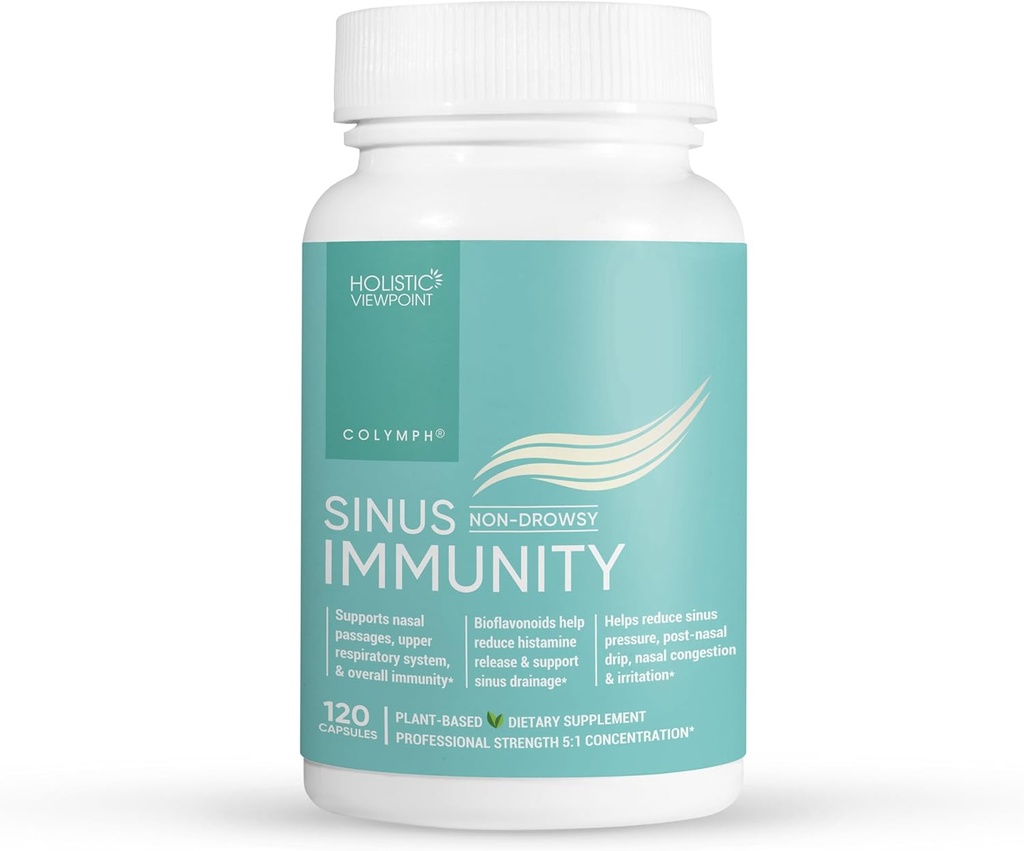 Immunité CoLymph® Sinus: Supplément à base de plantes avec Quercetin, Bromelain, Berberine, Bouilloire, Support naturel pour la congestion des sinus, Pression et Irritation, Soins nasaux et immunitaires saisonniers, 120 Capsules Vegan
