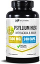 Healthfare Psyllium Husk Fibre 1500mg , 240 Capsules Vegan , Supplément de fibre extra-fort , soutient la santé digestive , non-OGM , sans gluten , Fabriqué aux États-Unis