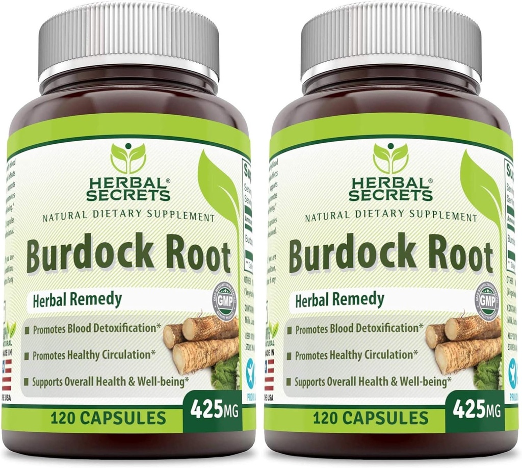 Herbal Secrets Burdock Root 425 Mg Capsules (non-OGM) (120 Compte - Paquet de 2)