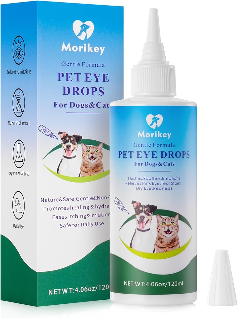 Pertes oculaires pour animaux de compagnie, Pertes oculaires pour chiens et animaux de compagnie, Démangeaisons oculaires et irritations,Sécurité pour tous les animaux, 4,06oz,120ml