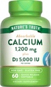 La vérité de la nature Calcium 1200mg avec la vitamine D3 5000 UI 60 Softgels de Calcium Carbonate