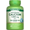 La vérité de la nature Calcium 1200mg avec la vitamine D3 5000 UI 60 Softgels de Calcium Carbonate