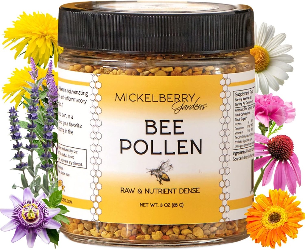 Mickelberry Gardens Granules de pollen d'abeille – 100% cru, pur superaliment emballé avec des protéines, vitamines, minéraux et antioxydants – 3 Oz