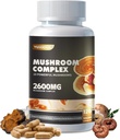 Complément complexe de champignons 2600mg, 120 Capsules - 10 Mélange de champignons - Reishi, gélules de complément de la crinière de lions, Lions Mane, Cordyceps, Chaga, Turquie Tail, Maitake, Shiitake, Complexe Nootropique de l'Oyster