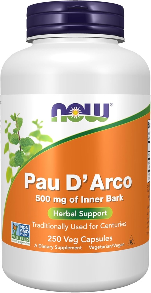 Suppléments, Pau D'Arco (Tabebuia heptaphylla) 500 mg, soutien à base de plantes, 250 gélules