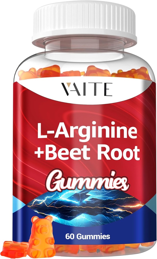 L supplément arginine Gommies de racine de betterave - Double force, stimuler l'énergie, support de circulation et l'endurance, compléments de betteraves à croquer biologique pour les hommes et les femmes, Gummy végétalien, non-OGM, sans sucre