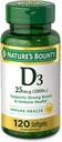 Nature's Bounty Vitamine D3 1000 100 mg Gels doux, 120 Compte