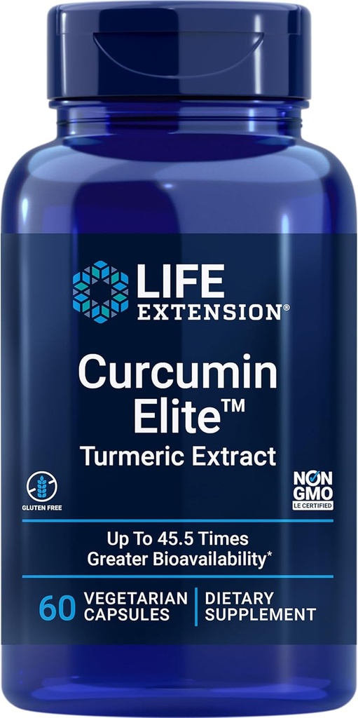 Prolongation de la durée de vie Curcumin Elite Turmeric Extract, 60 Compte