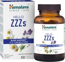 Himalaya Bonjour ZZZs, 60 jours d'approvisionnement - Supplément de sommeil à base de plantes avec Melatonine, GABA, L-Theanine, Lavande, Camomille et Lemon Baume - végétalien, non-OGM, sans gluten, 60 capsules