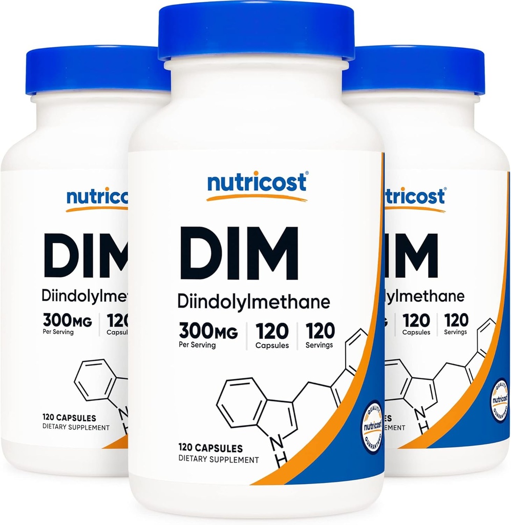 Nutricost DIM (Diindolylméthane) 300 mg, 120 capsules avec BioPerine (3 bouteilles)