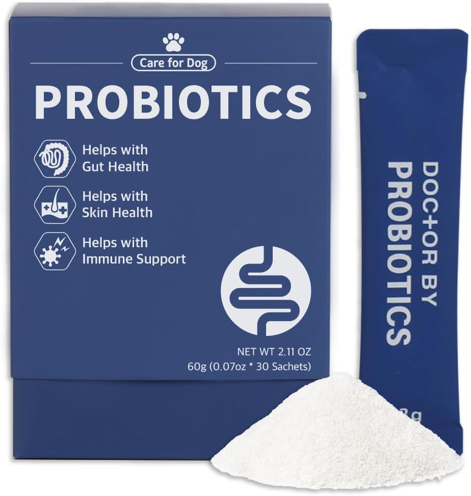 Dr.by Pet Probiotiques pour les chiens Santé digestive.com Suppléments probiotiques pour la diarrhée et le dégazage des chiens (30 sachets individuels)